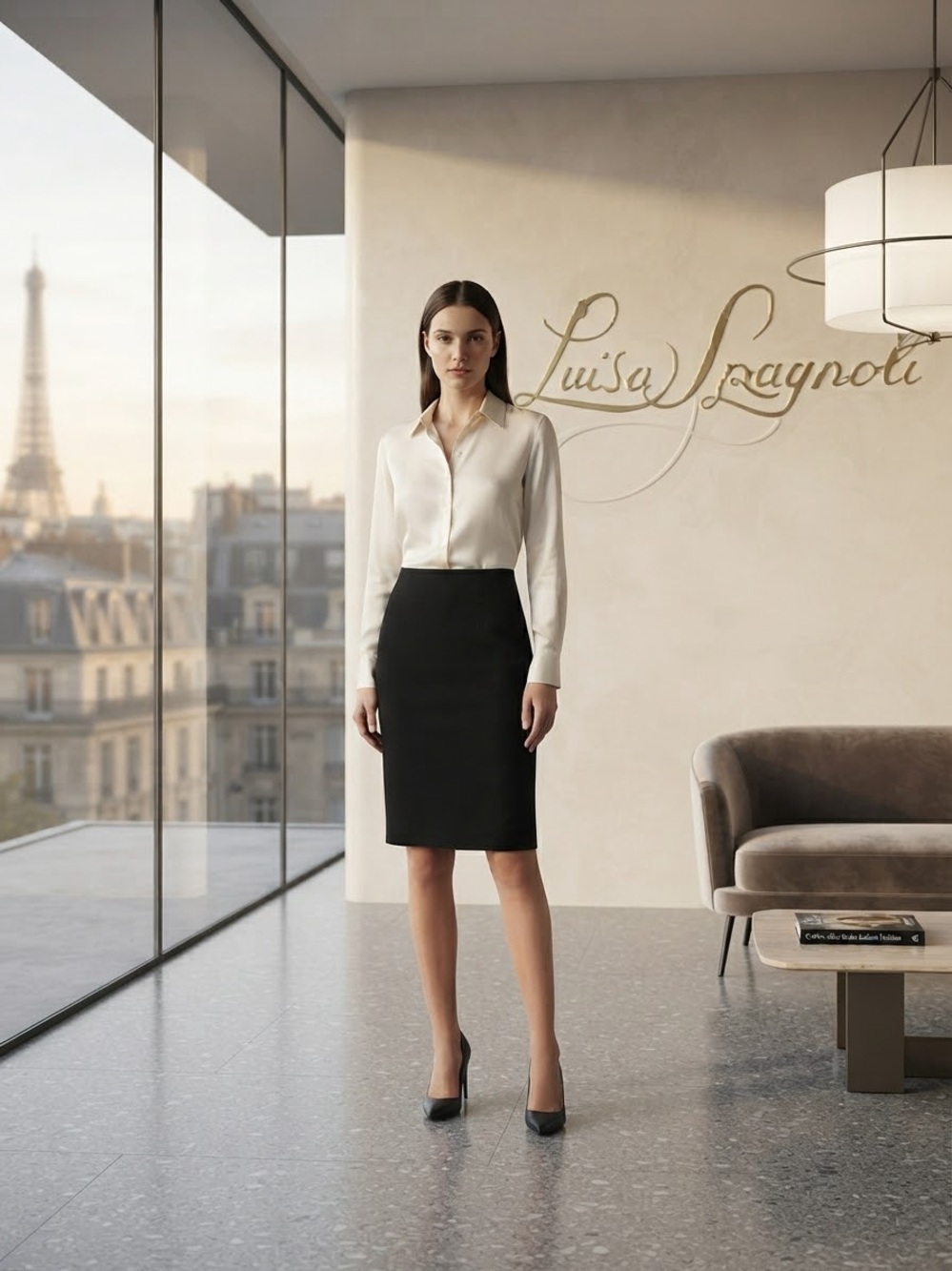 LUISA SPAGNOLI Black Pure Silk Pencil Skirt – SIZE 48 (IT) / US 12
